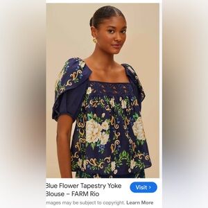 FARM Rio Blue Floral Women's Top NWT